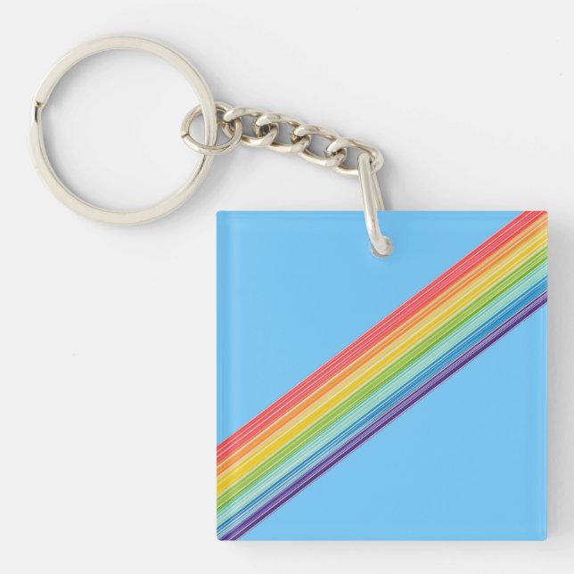 Porte-clefs Bandes arc-en-ciel diagonales (Devant)