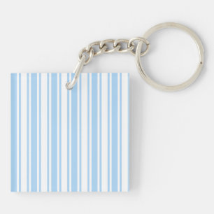 Porte-clefs Bandes de bonbons bleu pâle et blanc
