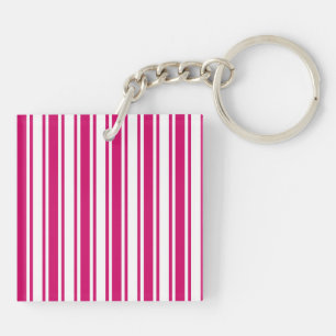 Porte-clefs Bandes de bonbons cerises et blanches