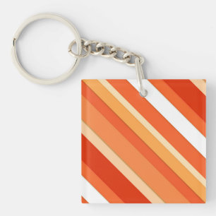 Porte-clefs Bandes de bonbons en couches - orange et blanc