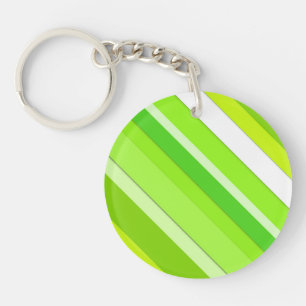 Porte-clefs Bandes de bonbons en couches - vert citron et blan