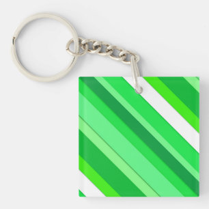 Porte-clefs Bandes de bonbons en couches - vert émeraude et bl