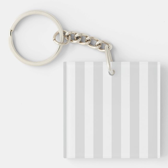 Porte-clefs Bandes de bonbons gris clair et blanc (Devant)