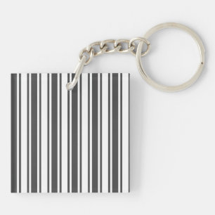 Porte-clefs Bandes de bonbons grises et blanches au charbon