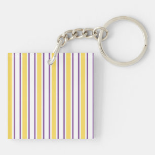 Porte-clefs Bandes de bonbons jaunes, violets et blancs