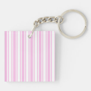 Porte-clefs Bandes de bonbons rose clair et blanc
