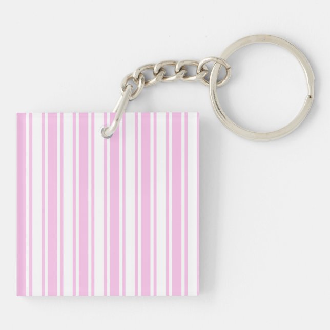 Porte-clefs Bandes de bonbons rose clair et blanc (Dos)