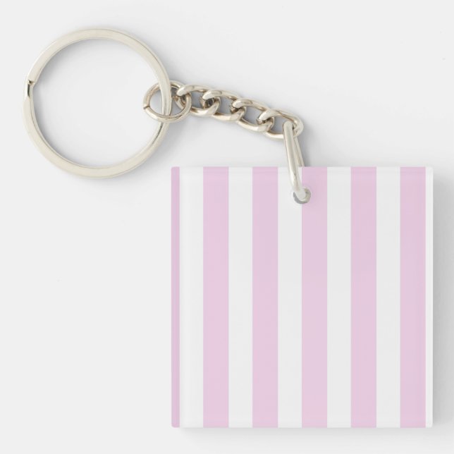 Porte-clefs Bandes de bonbons rose pâle et blanc (Devant)