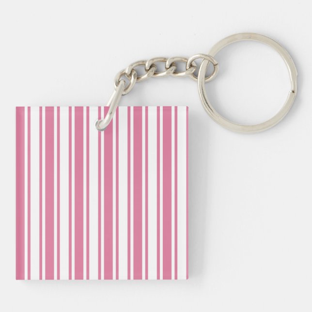 Porte-clefs Bandes de bonbons roses et blanches (Dos)