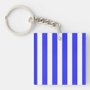 Porte-clefs Bandes de bonbons royales bleues et blanches