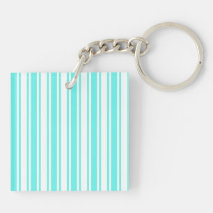 Porte-clefs Bandes de bonbons turquoise et blanche