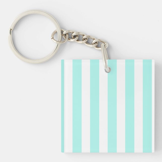 Porte-clefs Bandes de bonbons turquoise et blanche (Devant)