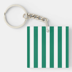 Porte-clefs Bandes de bonbons vert et blanc