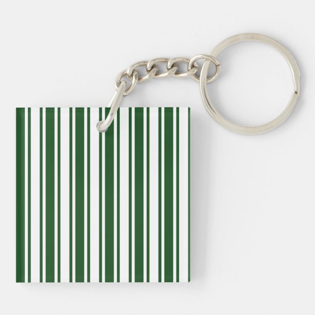 Porte-clefs Bandes de bonbons vert foncé et blanc (Dos)