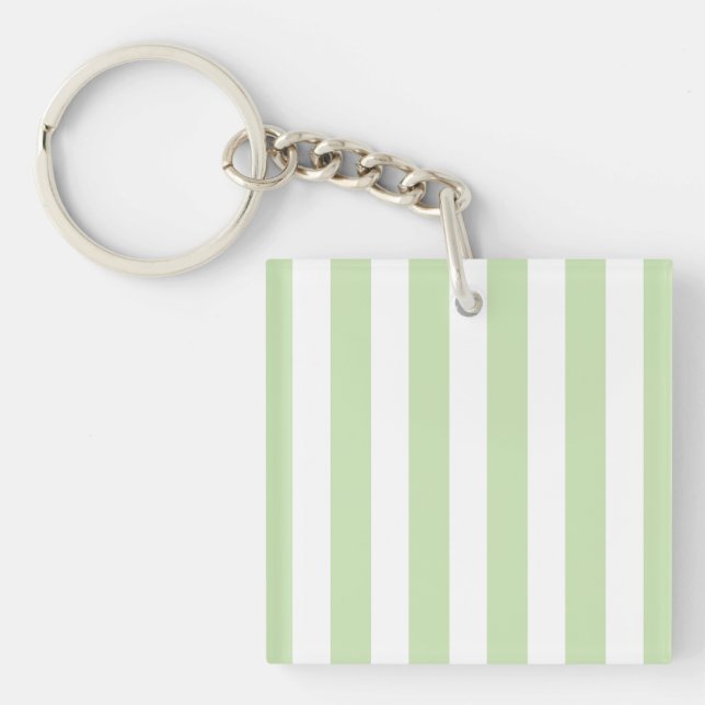 Porte-clefs Bandes de bonbons vert pâle et blanc (Devant)