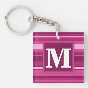 Porte-clefs Bandes de monogramme fuchsia