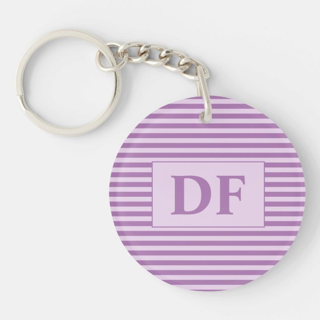 Porte-clefs Bandes de violet initiales personnalisées (Devant)