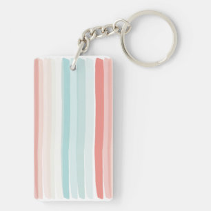 Porte-clefs Bandes estivales en corail et turquoise