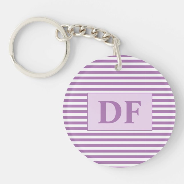 Porte-clefs Bandes initiales couleur violet/blanc personnalisé (Devant)