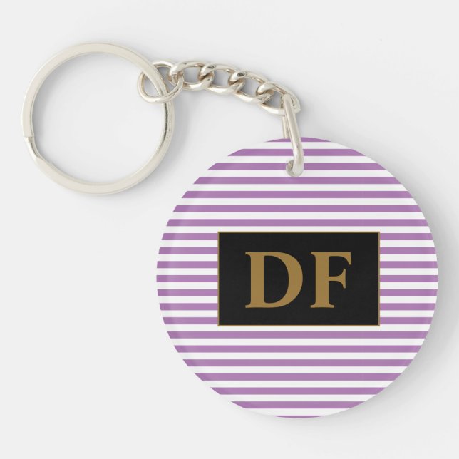 Porte-clefs Bandes initiales couleur violet/blanc personnalisé (Devant)
