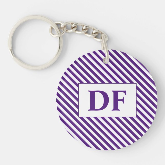 Porte-clefs Bandes initiales couleur violet/blanc personnalisé (Devant)