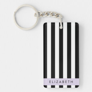 Porte-clefs Bandes noires et blanches, Gravées, Lignes, Votre