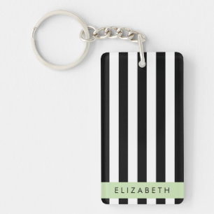 Porte-clefs Bandes noires et blanches, Gravées, Lignes, Votre