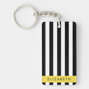 Porte-clefs Bandes noires et blanches, Gravées, Lignes, Votre