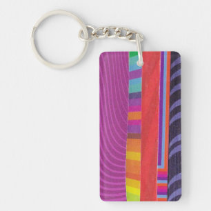 Porte-clefs bandes ondulées colorées - rectangle