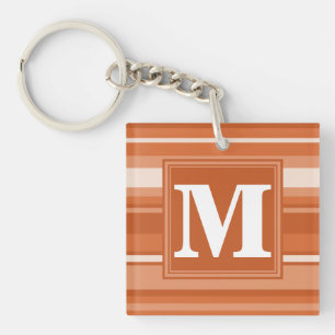 Porte-clefs Bandes orange monogrammes