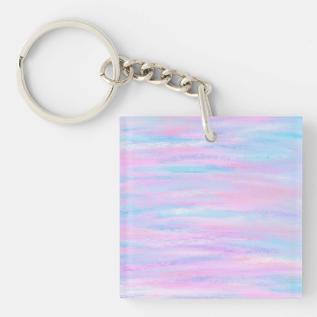 Porte-clefs Bandes Peintes Turquoise Rose violet (Devant)