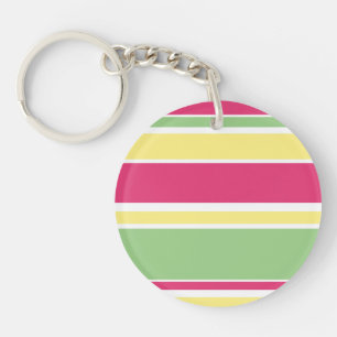 Porte-clefs Bandes roses, vertes et jaunes