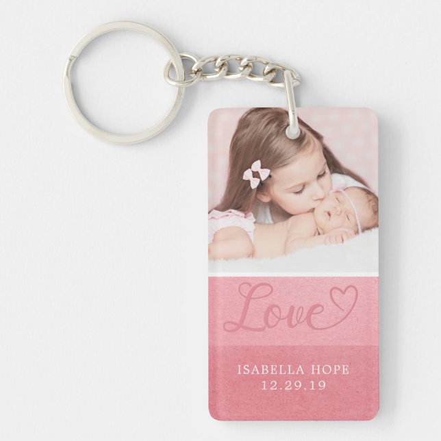 Porte-clefs Bandes sucrées | Love Baby Girl Typography Photo (Devant)