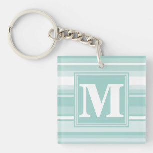 Porte-clefs Bandes vertes de menthe monogramme