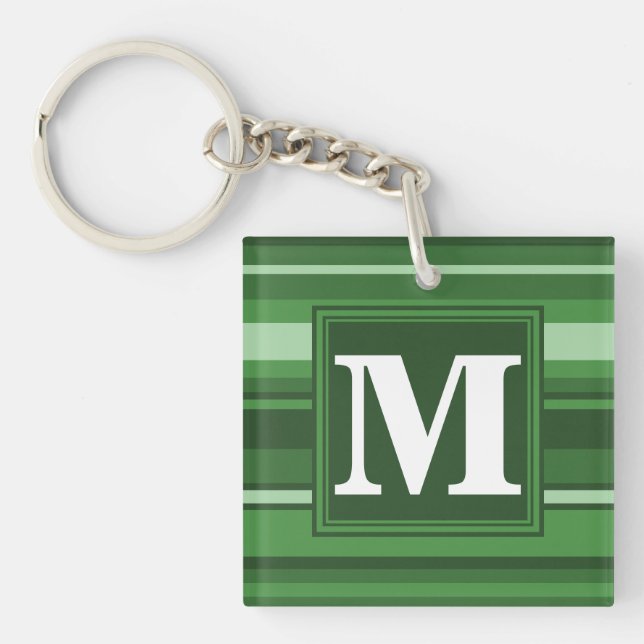 Porte-clefs Bandes vertes monogrammes (Devant)
