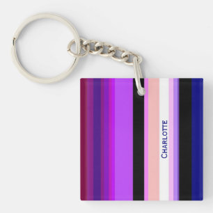 Porte-clefs Bandes verticales violettes multicolores