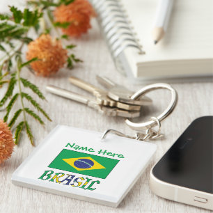 Porte-clefs Bandiera Brasil personnalisée Carré en Acrylique