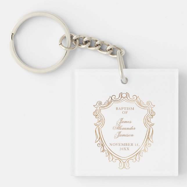 Porte-clefs Baptême Élégant de Bébé (Devant)