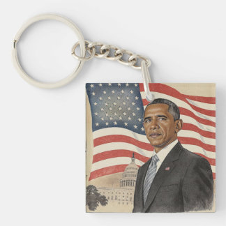 Porte-clefs Barack Obama in front of American Flag and Capitol
