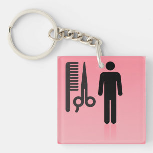 Porte-clefs Barber Shop Icon Haircut Comb et ciseaux