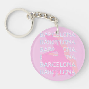 Porte-clefs Barcelona Travel Art, Espagne, Pastel, Rose