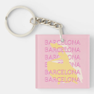 Porte-clefs Barcelone Art Voyage, Espagne, Art Voyage, Rose