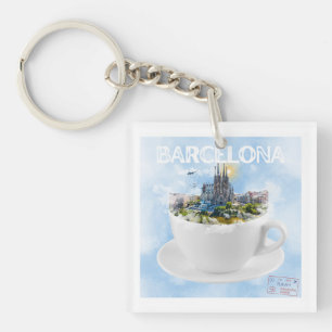 Porte-clefs Barcelone dans un Teacup - Sagrada Familia Skyline