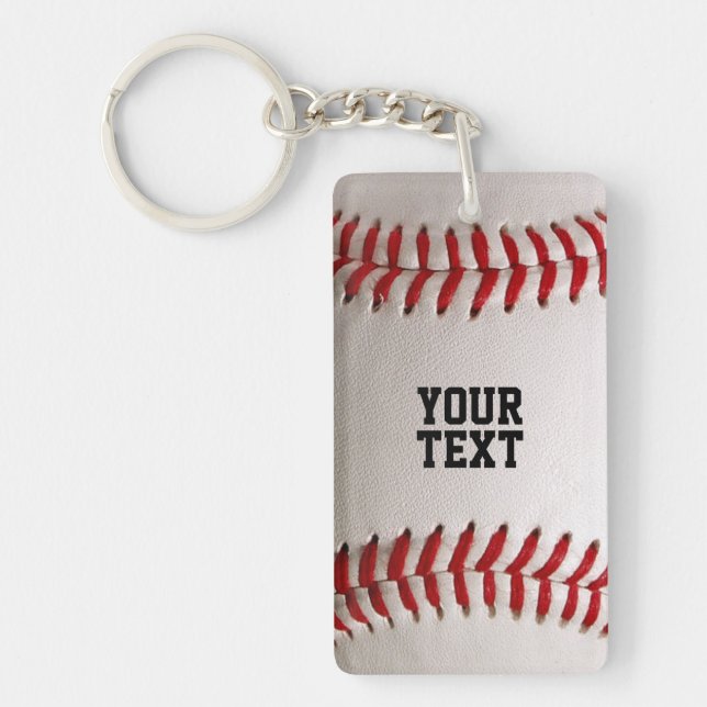 Porte-clefs Baseball avec texte personnalisable (Devant)