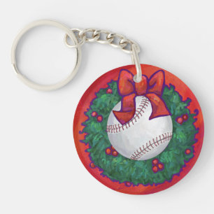 Porte-clefs Baseball en couronne rouge
