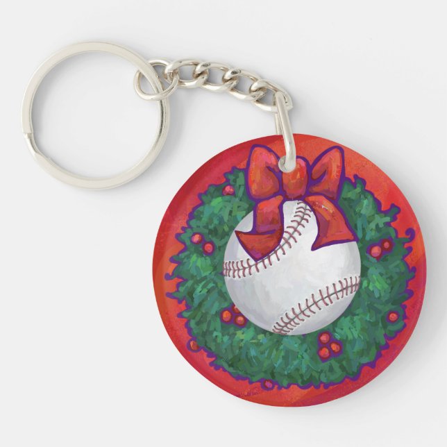 Porte-clefs Baseball en couronne rouge (Devant)