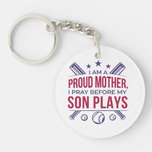 Porte-clefs Baseball Fier Mère Je Prie Avant Que Mon Fils Ne J