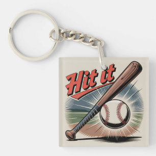Porte-clefs Baseball vintage "Hit It" Sports rétro