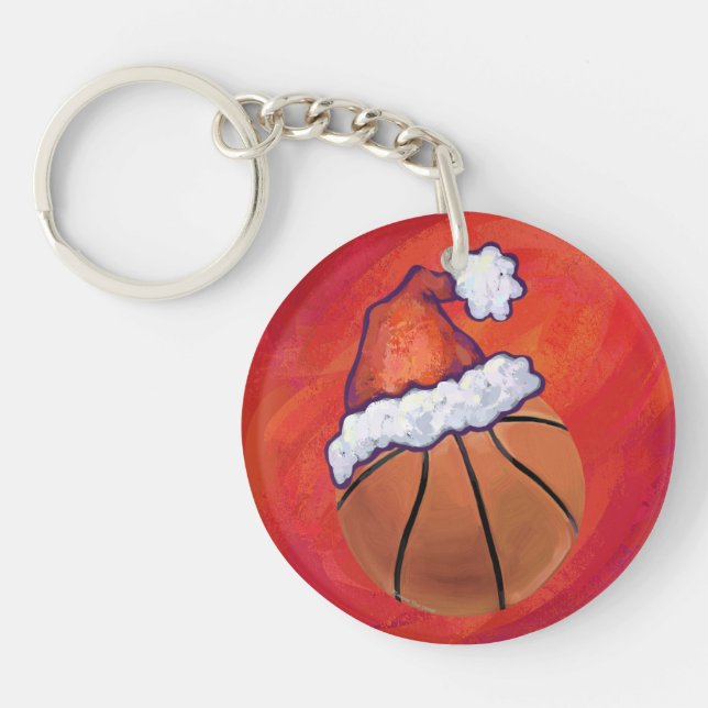 Porte-clefs Basket-ball à Santa Hat (Devant)