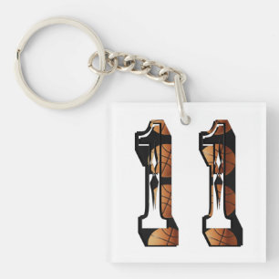 Porte-clefs Basket-Ball Orange Et Noir Numéro 11,